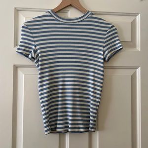 Theory Tiny Tee Isle Blue/Ivory in Size S